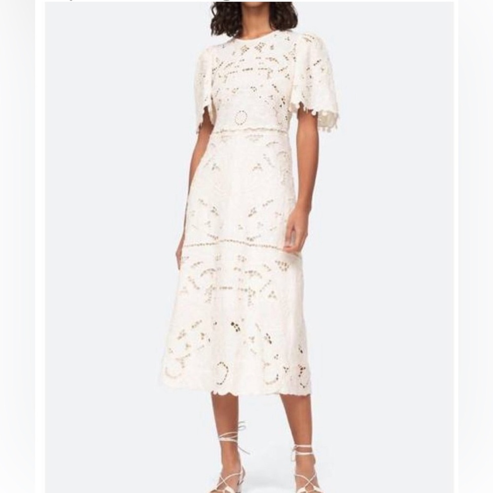 Sea New York Cream Lace Midi Dress